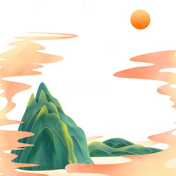 源文件下载【趣麦麦图】中国风国潮风祥云云纹山水手绘矢量装饰元素