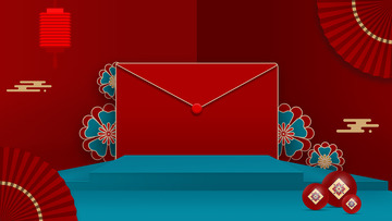 大红色钱包新年主题背景