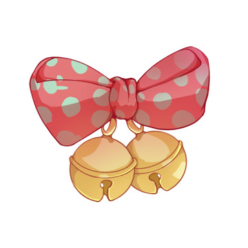 铃铛 蝴蝶结 红色 手绘 插画 圣诞节