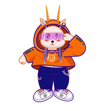 橙色赛博朋克运动潮流藏羚羊IP形象元素