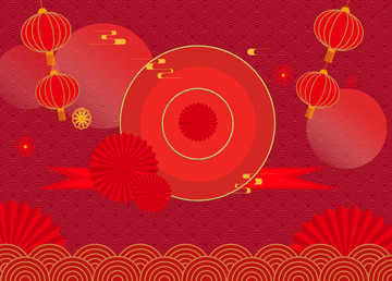 红色喜庆新年背景图