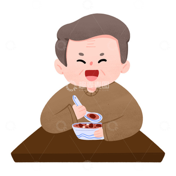 源文件下载【趣麦麦图】腊八老人吃腊八粥手绘图