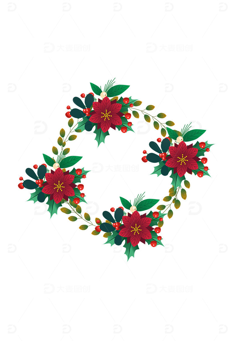 源文件下载【趣麦麦图】创意花环边框素材