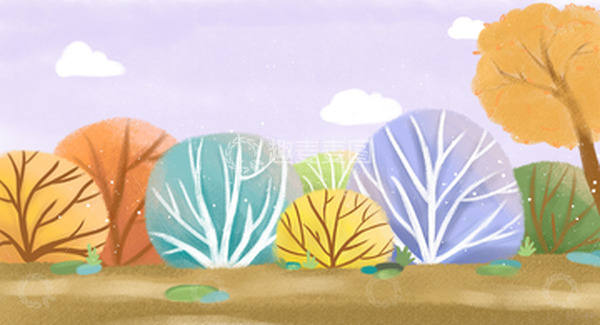 源文件下载【趣麦麦图】小清新灌木树丛插画装饰背景
