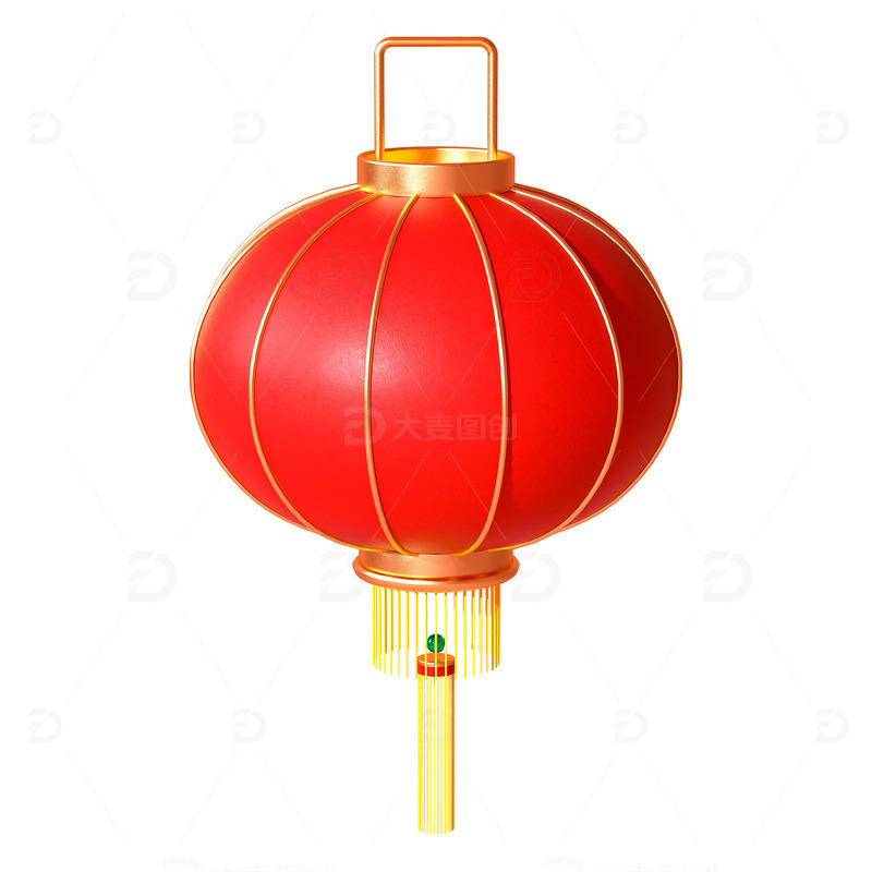 3D立体红色喜庆新年灯笼