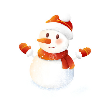 冬天雪人雪地手绘插画元素