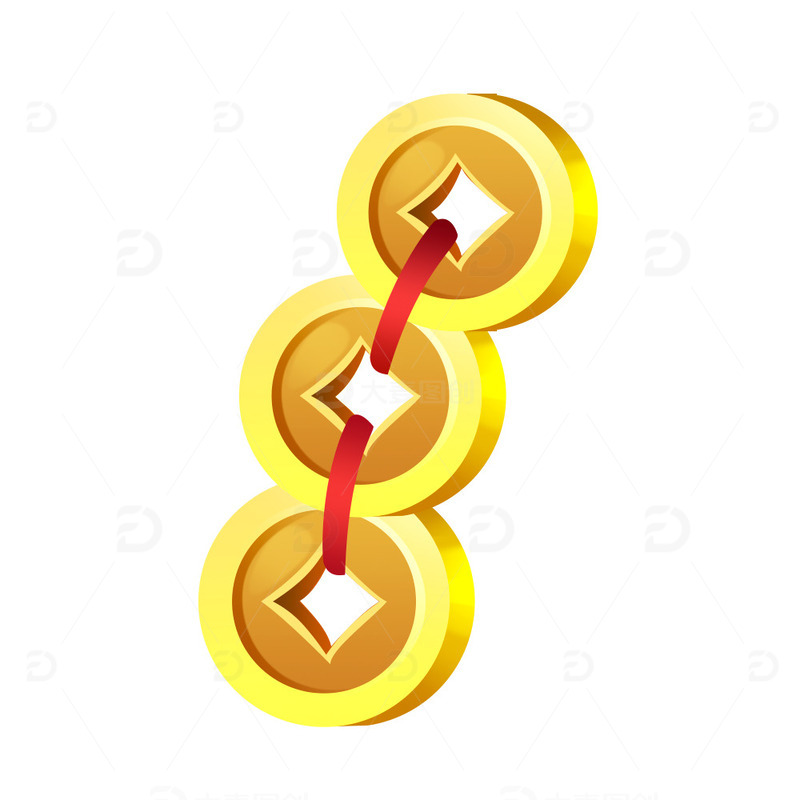 中国金色铜钱串