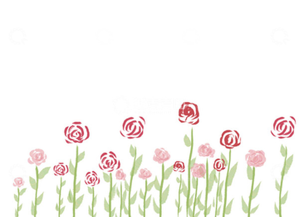 源文件下载【趣麦麦图】手绘植物花朵粉色玫瑰花水彩浪漫情人节花丛