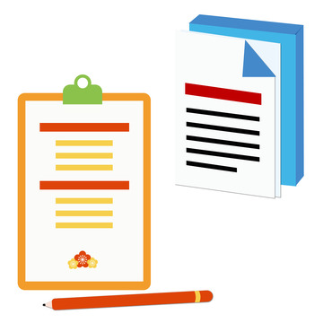 彩色卡通工作文件盒文件夹铅笔任务清单元素