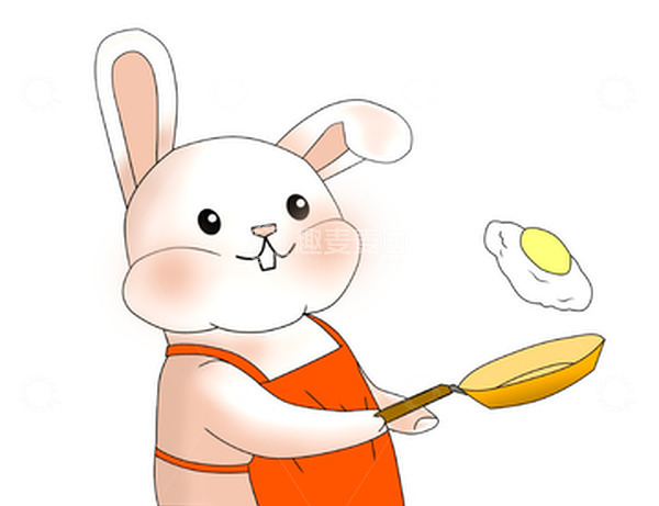 源文件下载【趣麦麦图】白色卡通兔子餐饮手绘图