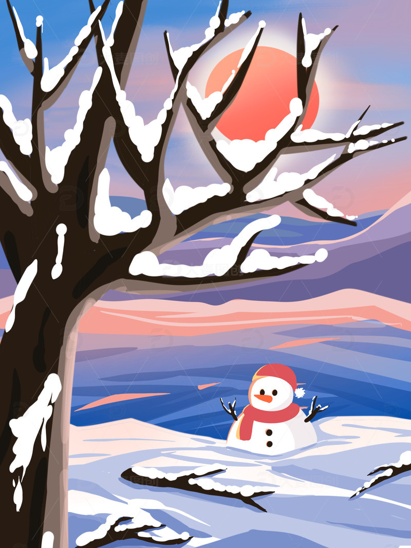 元旦春节冬天雪景