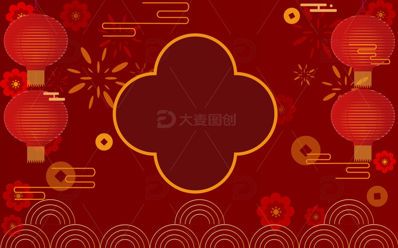 源文件下载【趣麦麦图】新年红色背景庆祝