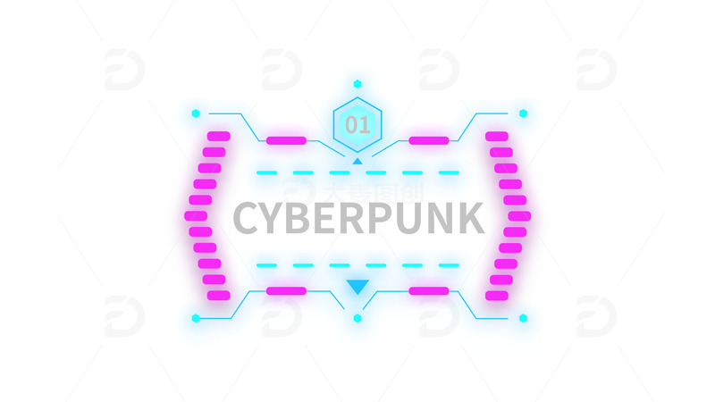 源文件下载【趣麦麦图】赛博朋克风格标题框元素框科技感标题游戏风