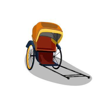 复古黄包车手绘人力车