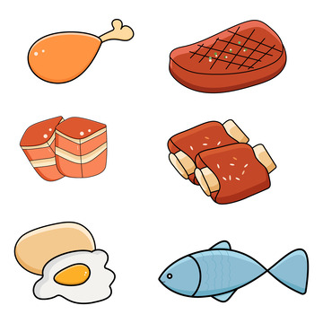 清新简洁肉类矢量元素