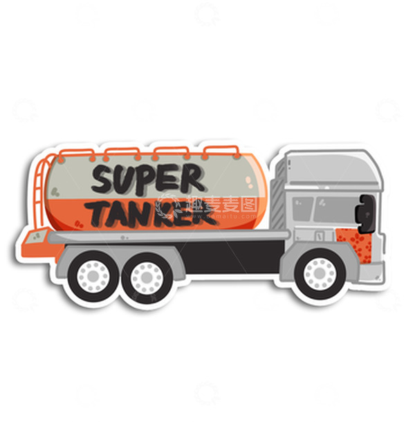源文件下载【趣麦麦图】卡通油罐车手绘橙色可爱