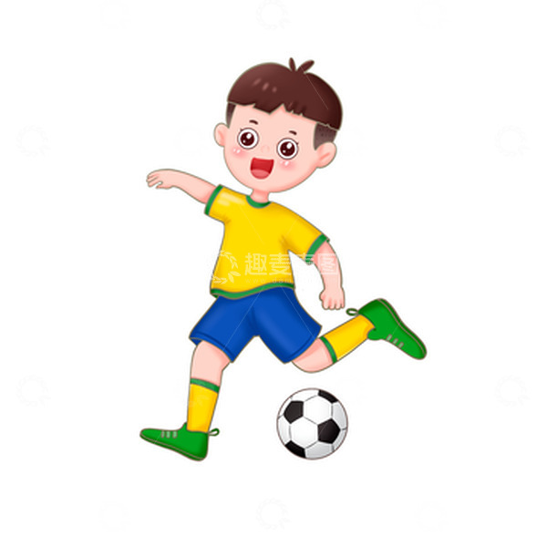 源文件下载【趣麦麦图】手绘黄队运动员长传球免抠元素