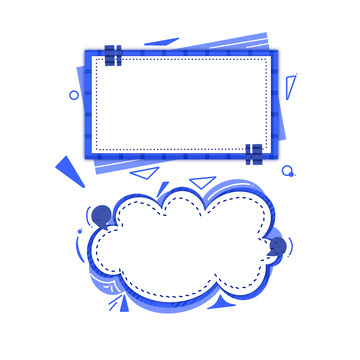 手绘卡通蓝色对话框文本框格子边框标题栏