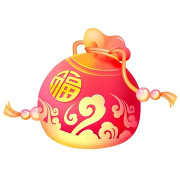 红色新年福袋红包手绘元素