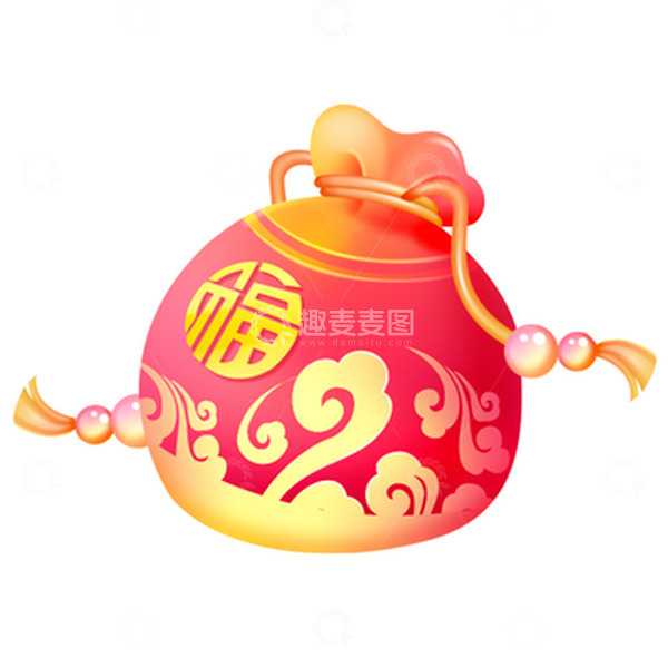 源文件下载【趣麦麦图】-红色新年福袋红包手绘元素