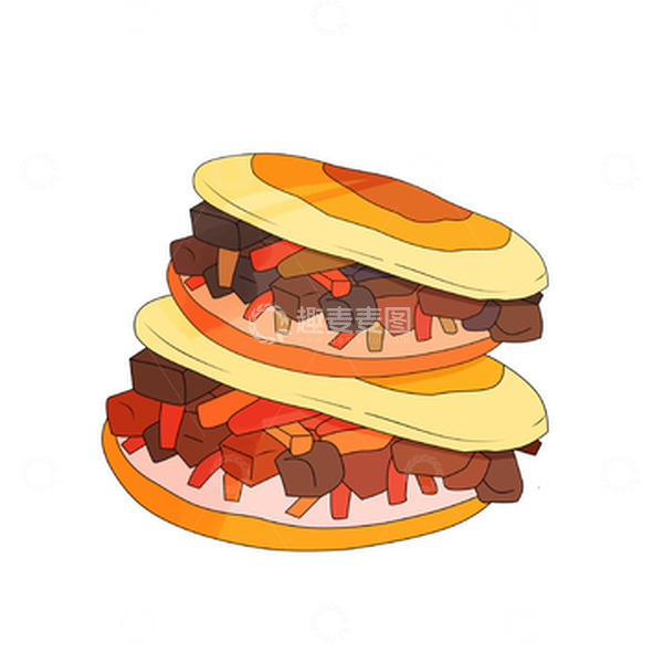 源文件下载【趣麦麦图】新春小吃肉夹馍美食手绘图