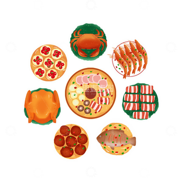 源文件下载【趣麦麦图】过年喜庆年夜饭除夕团圆饭春节聚餐