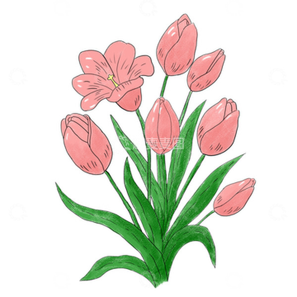 源文件下载【趣麦麦图】粉色小清新手绘花儿