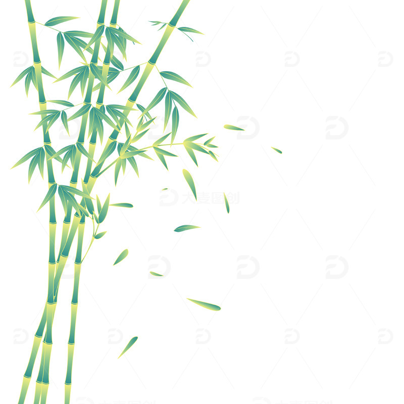 源文件下载【趣麦麦图】绿色竹林矢量风景插画