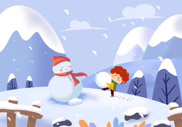 堆雪人大寒小寒手绘滚雪球雪人