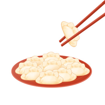 除夕夜水饺手绘图