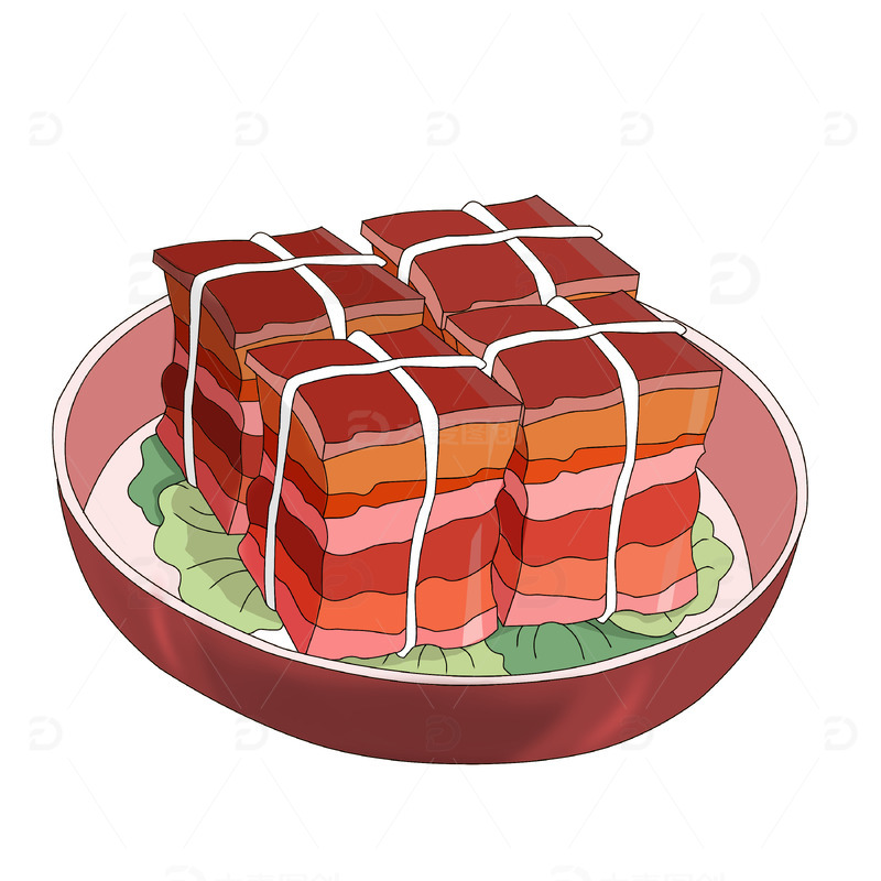 源文件下载【趣麦麦图】春节除夕年夜饭美食东坡肉插画手绘