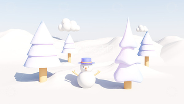 源文件下载【趣麦麦图】冬天雪人场景