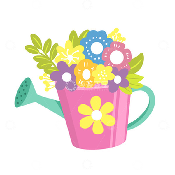 源文件下载【趣麦麦图】手绘扁平小清新春天花洒