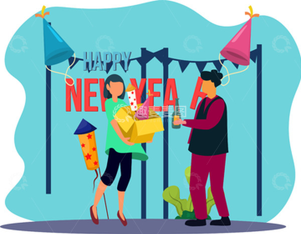 源文件下载【趣麦麦图】春节冬天小年除夕插画送礼物