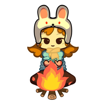 黄色烤火小女孩