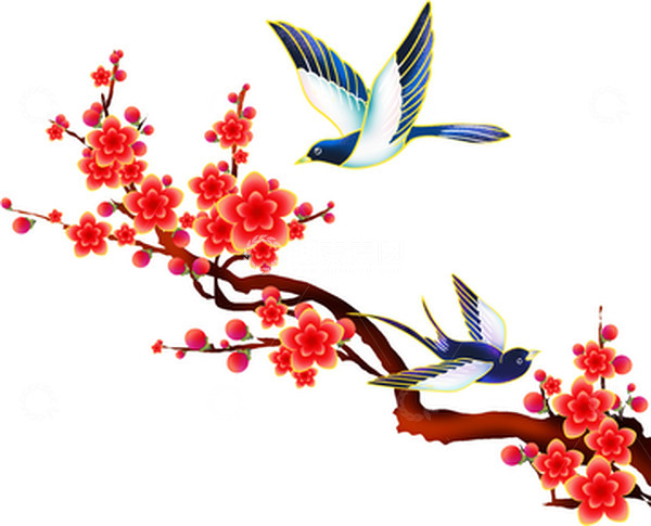 源文件下载【趣麦麦图】红色冬季大寒小寒梅花喜鹊元素