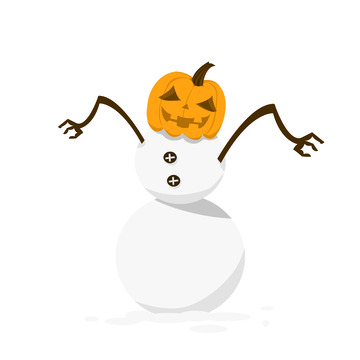 白色黄色暗黑风格恐怖雪人