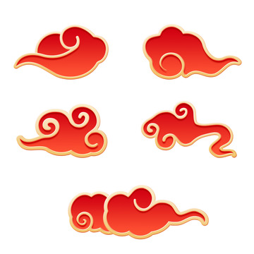 红色春节新年除夕喜庆祥云云纹元素