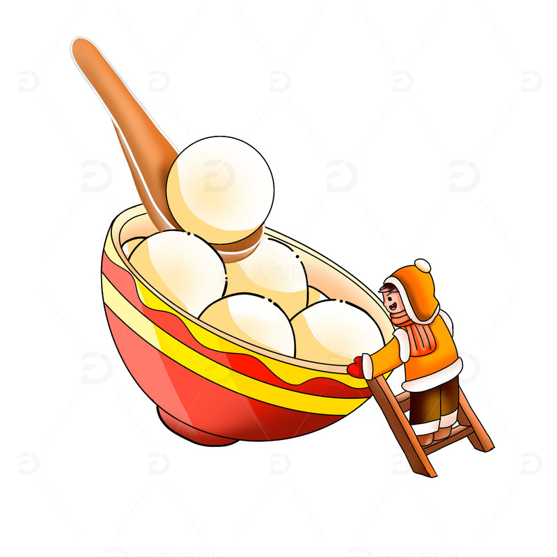 源文件下载【趣麦麦图】手绘喜庆元宵汤圆插画