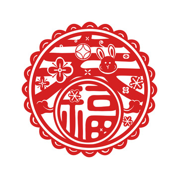 春节新年剪纸窗花手绘