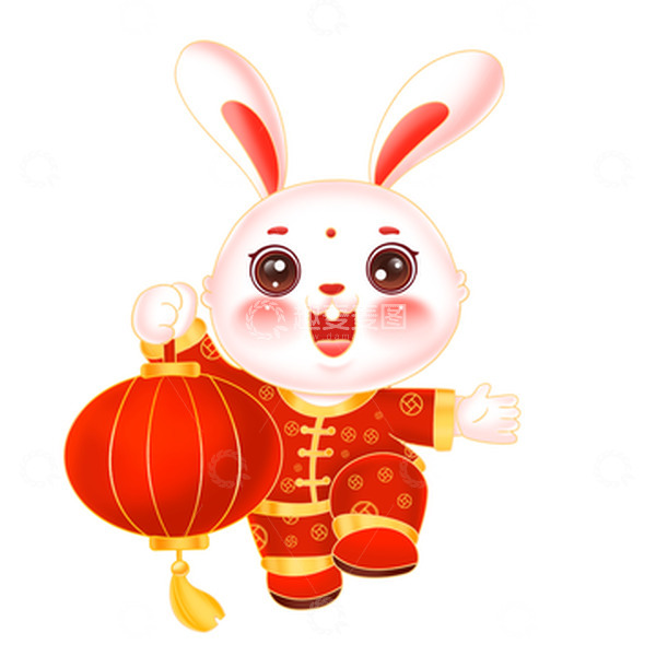 源文件下载【趣麦麦图】兔年形象卡通兔子拿灯笼新年生肖春节迎新春