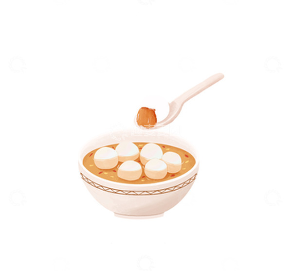 源文件下载【趣麦麦图】暖色卡通桂花馅汤圆元宵节手绘图