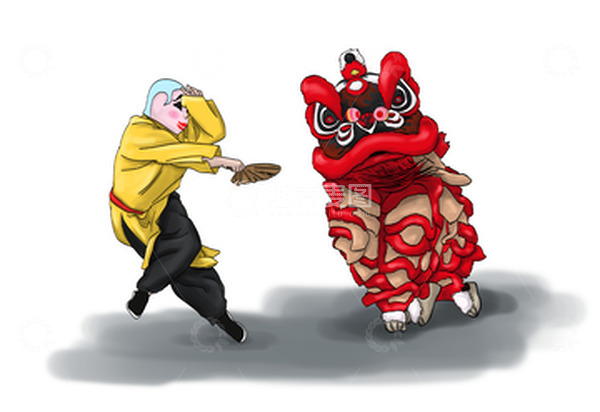 源文件下载【趣麦麦图】新年舞狮手绘