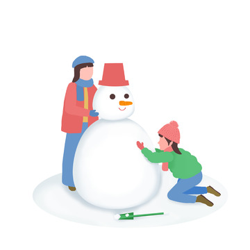 小清新白色可爱堆雪人