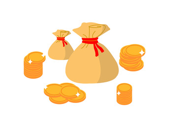 金黄的金钱币和钱袋子