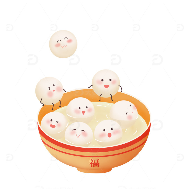 源文件下载【趣麦麦图】手绘冬至元旦过年元宵汤圆