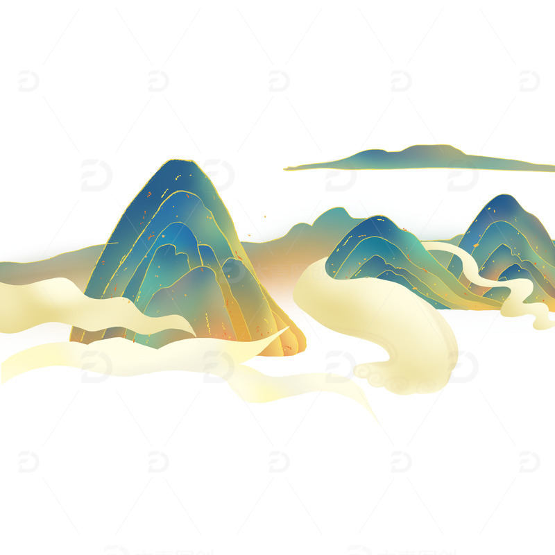 源文件下载【趣麦麦图】-新国风国潮山水新年元旦青山绿水