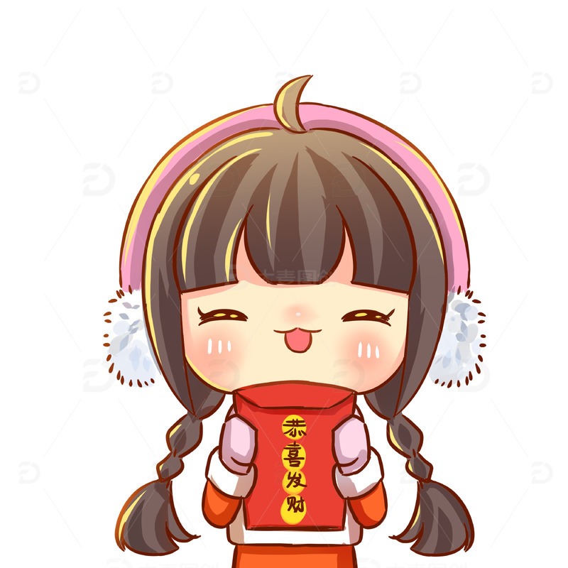 源文件下载【趣麦麦图】春节压岁钱拜年卡通人物