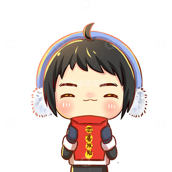 源文件下载【趣麦麦图】春节除夕压岁钱拜年手绘人物