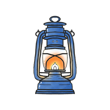 手绘卡通复古油灯马灯灯笼小物件